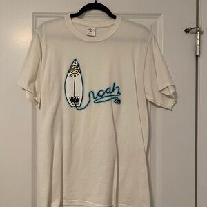 (Free size) Noah NYC White Tee with Blue Surfboard Graphic